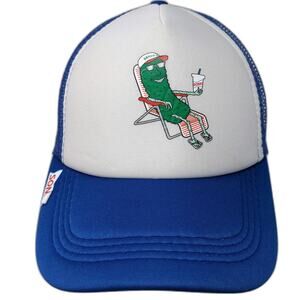 Sonic Grillo's Pickles Trucker Hat Blue One Size Snapback Mesh Foam Graphic